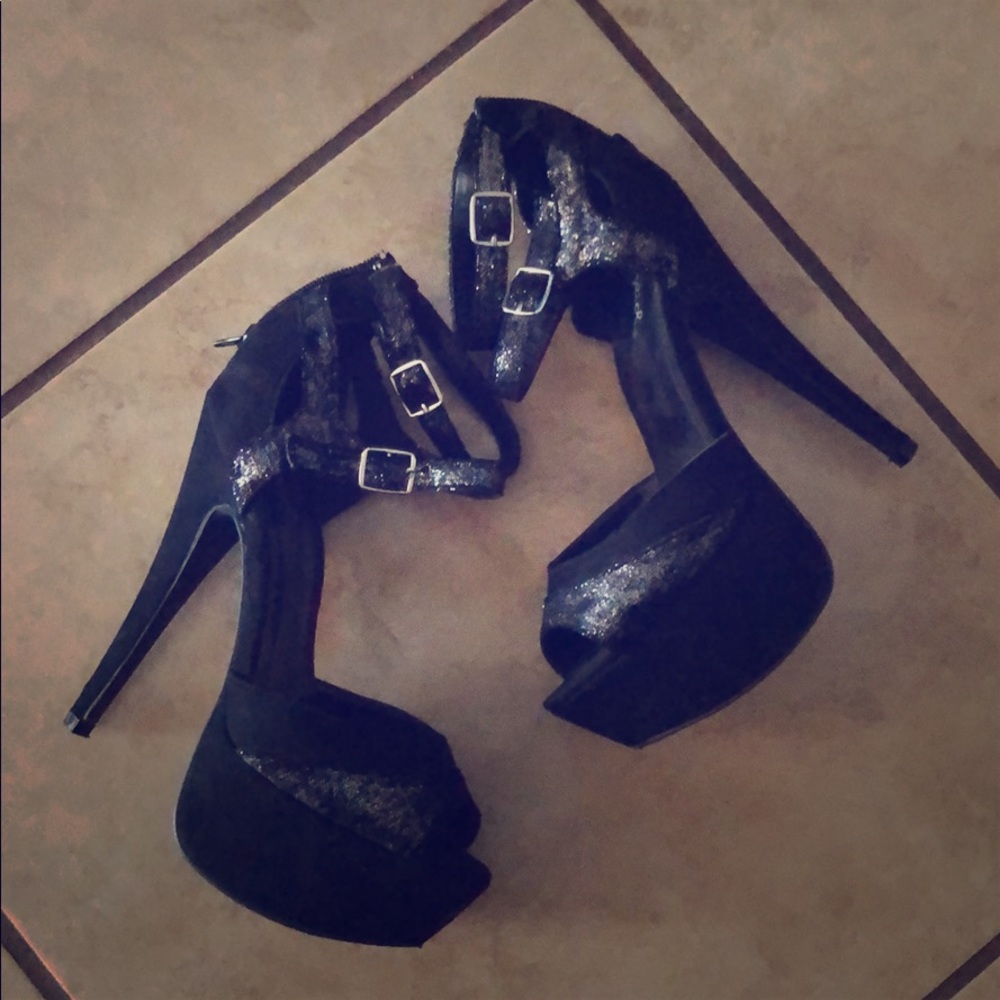 Black and Glitter Heels